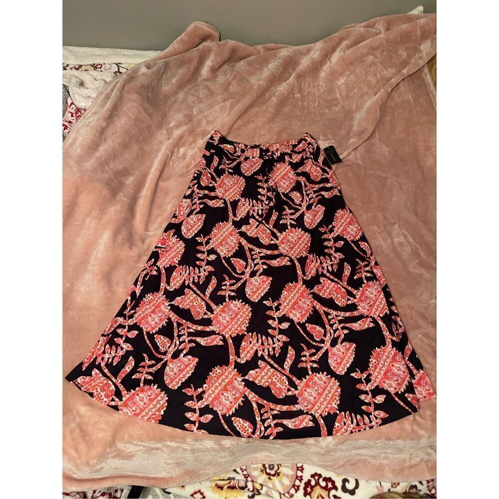 Tommy Hilfiger Women’s A Line Blue Red Paisley Maxi Skirt Floral Paisley Sz 10 N